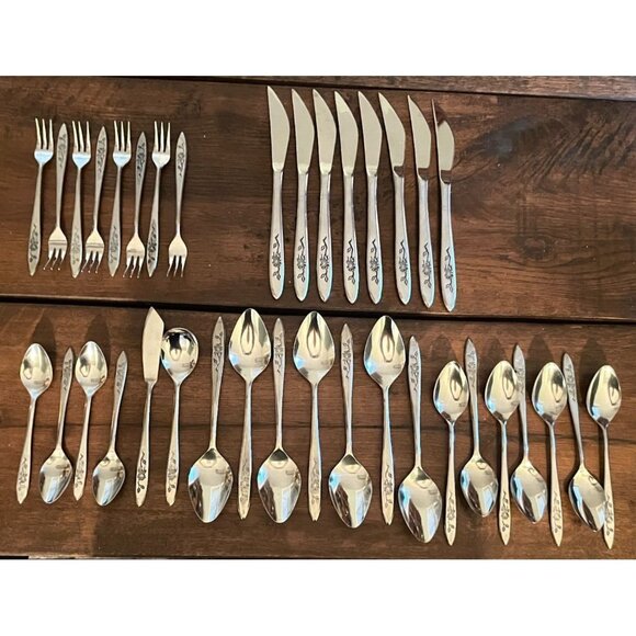 Vintage National Stainless Flatware Set – Charmante Pattern – 36 Pieces – Japan - Picture 1 of 11
